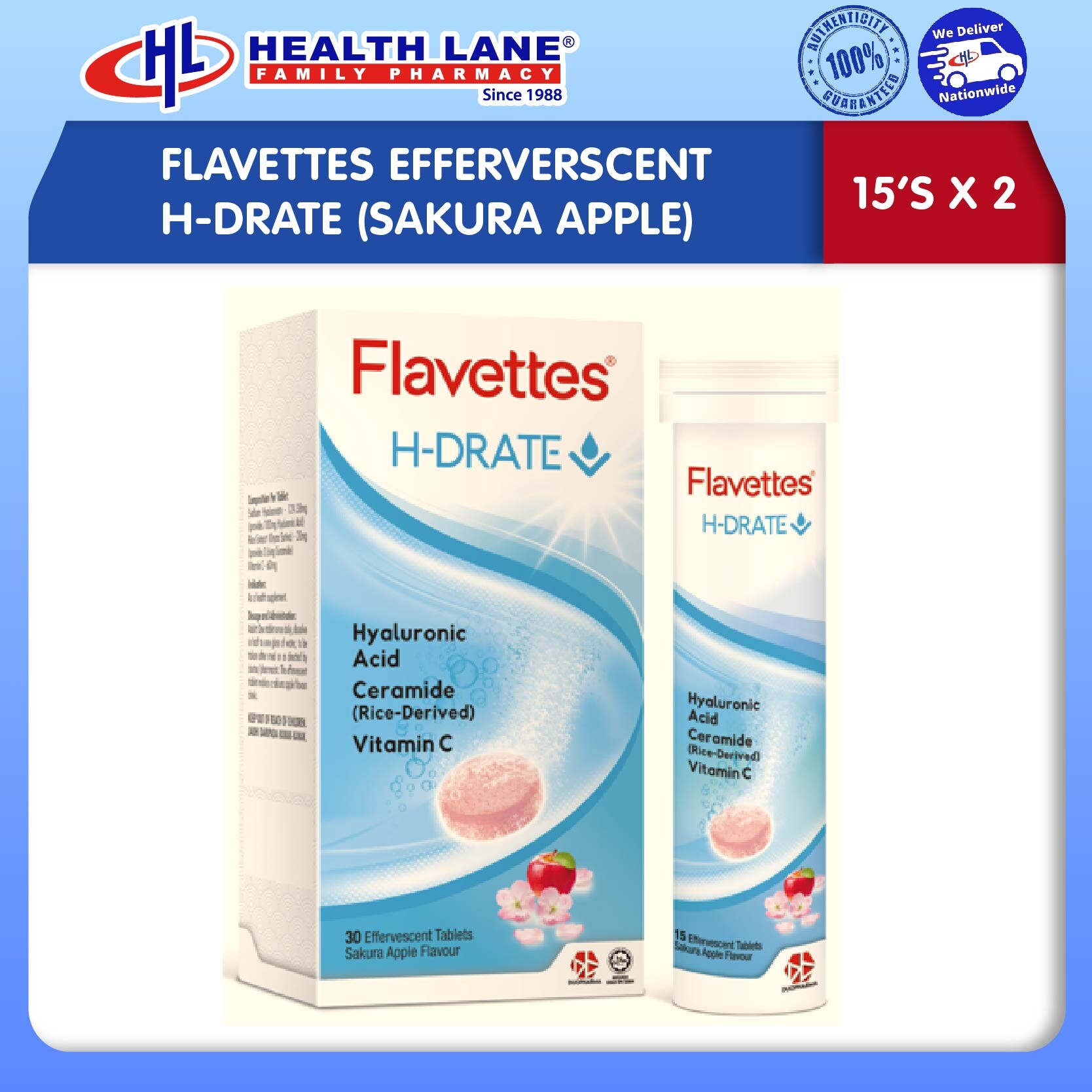 FLAVETTES EFFERVERSCENT H-DRATE (SAKURA APPLE) 15'Sx2
